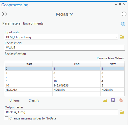 Reclassify dialog